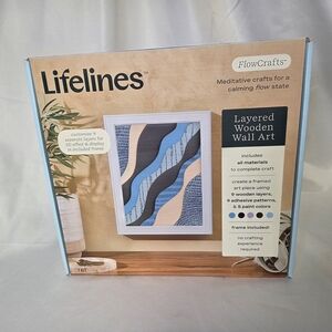 Layered Wooden Wall Art - Blue and Tan New